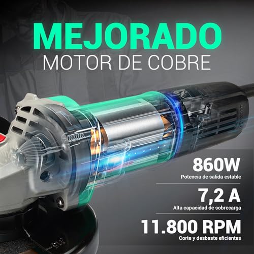 Thumbnail 1 de DCA Amoladora Angular 860W 125 mm: potencia, ligereza y control para cortes y desbaste