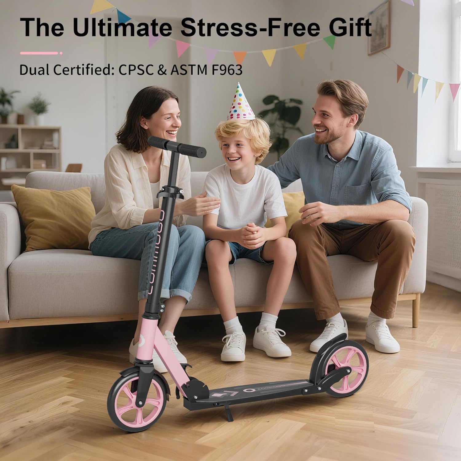 Detalle 2 de Commugo Kick Scooter for Kids 5-12, Teens & Adults (CPSC Certified, Foldable, 8-Inch Wheels)