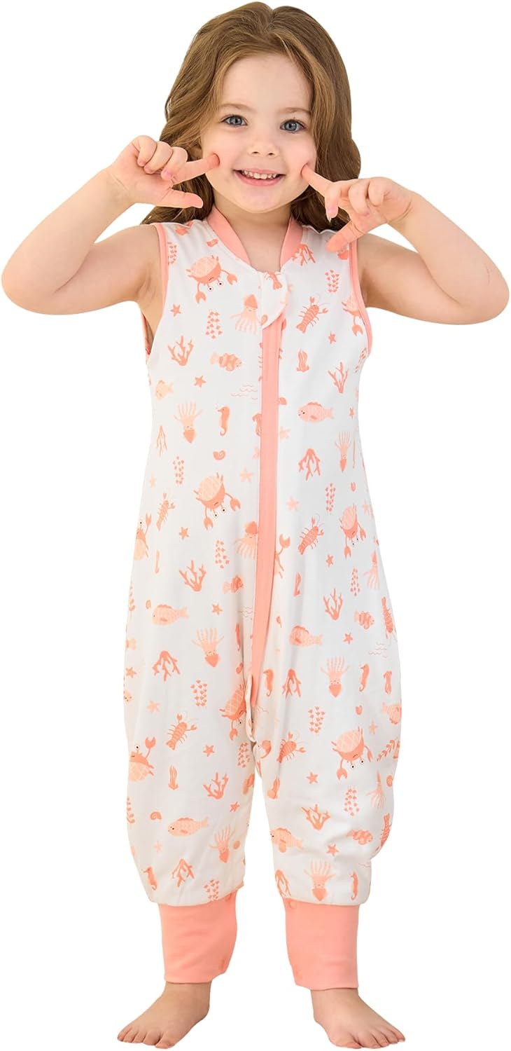 Thumbnail 1 de Baby Schlafsack mit Füßen 1.0 TOG aus 100% Baumwolle (Koralle, M) – ideal für Frühling & Herbst