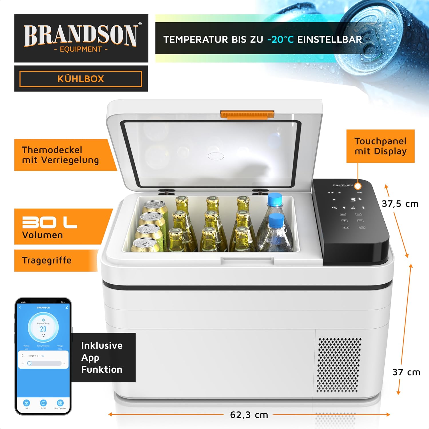 Detalle 2 de Brandson Kühlbox mit Kompressor 30 L