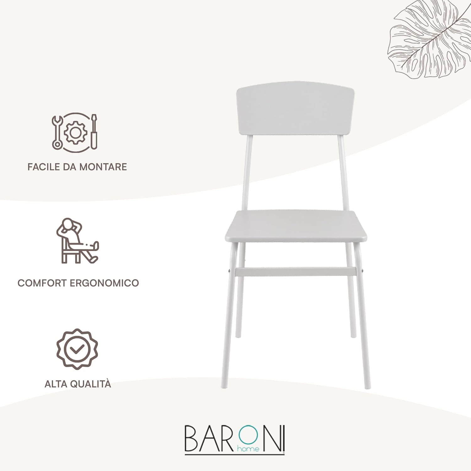 Thumbnail 4 de Baroni Home Set 4 Sedie 35x46x81 cm