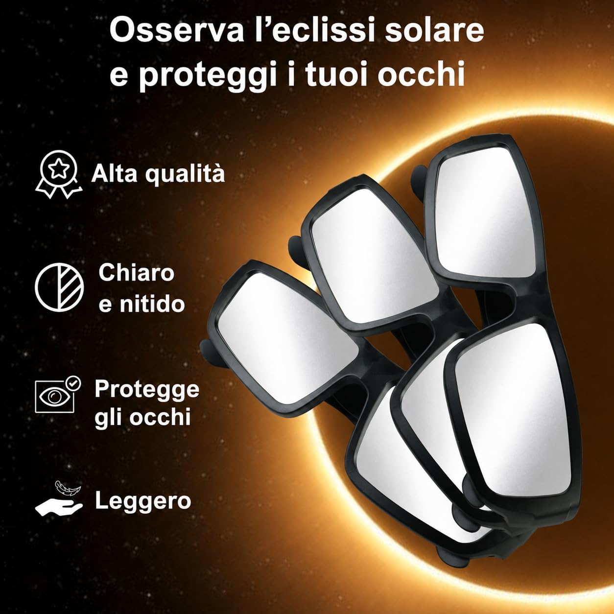 Thumbnail 1 de Keyaluo 3/6 Occhiali da eclissi solare AAS 2026 certificati ISO 12312-2:2015(E) e CE