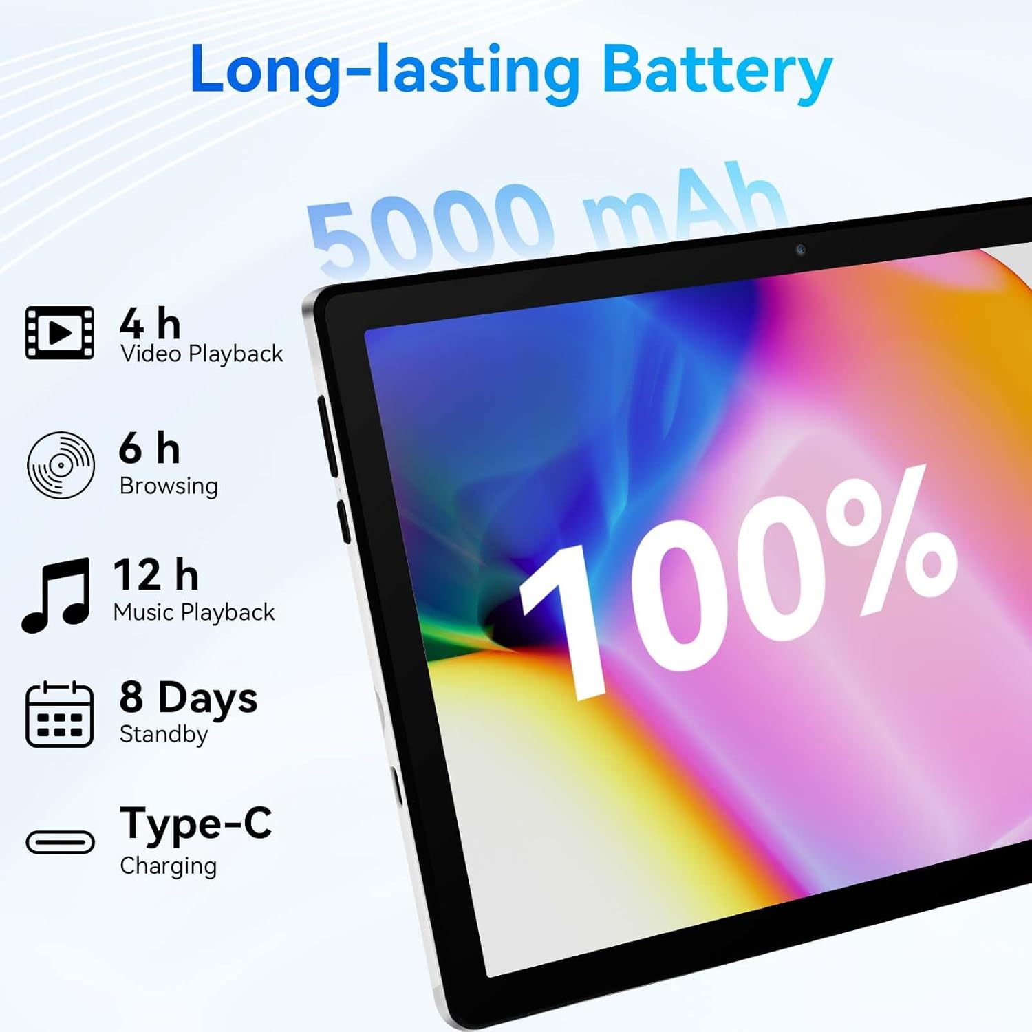 Thumbnail 5 de Hakaug 10-Inch Android Tablet (Octa-Core, 20GB RAM, 64GB ROM) with 1TB expandable, Wi‑Fi 6 and 5000mAh