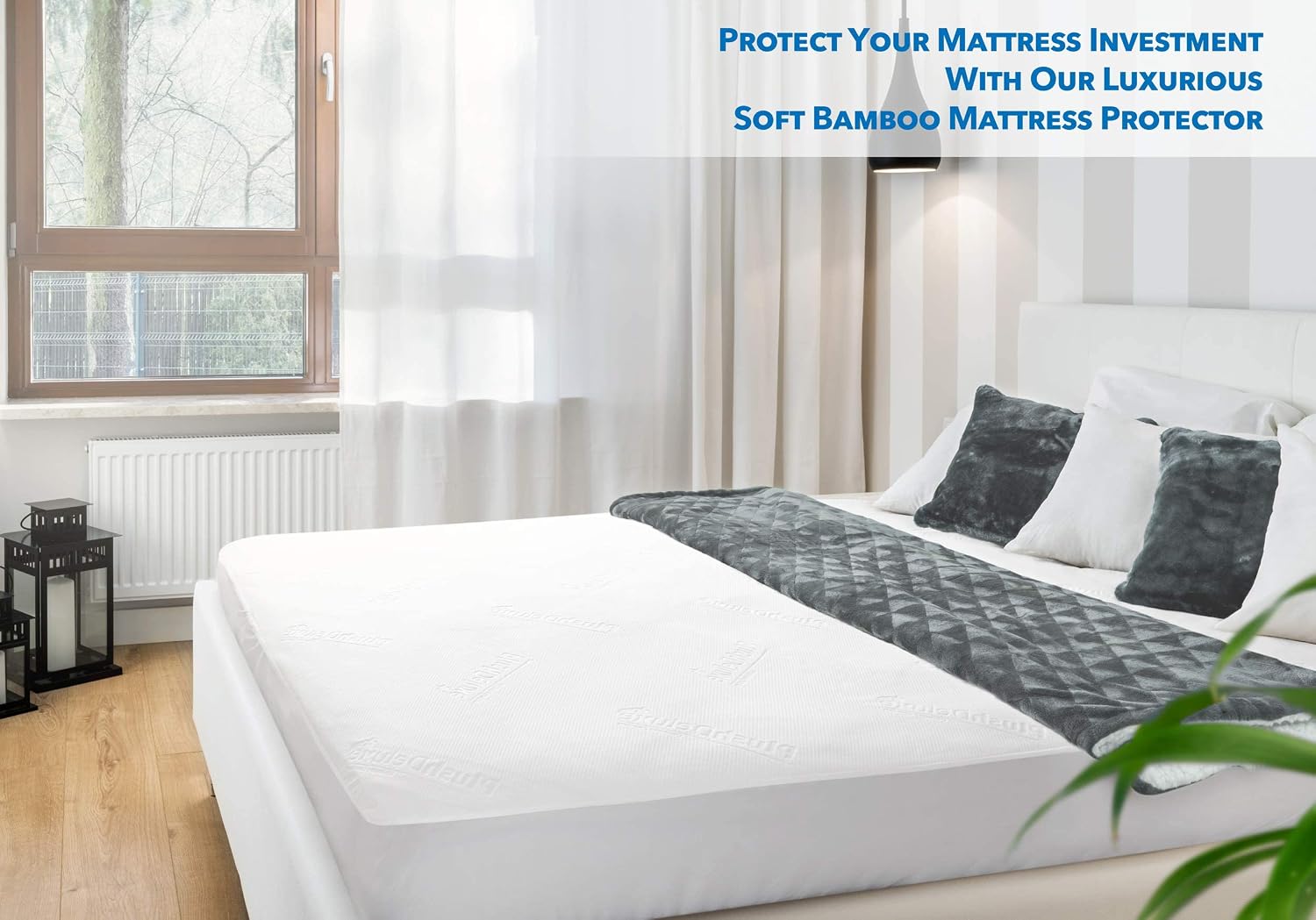 Detalle 2 de PlushDeluxe 7367 Twin Bamboo Mattress Protector, Waterproof & Quilted
