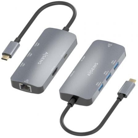 Detalle 2 de AISENS ASUC-6P019-GR Dock USB-C 6 en 1: versatilidad portátil para tu portátil