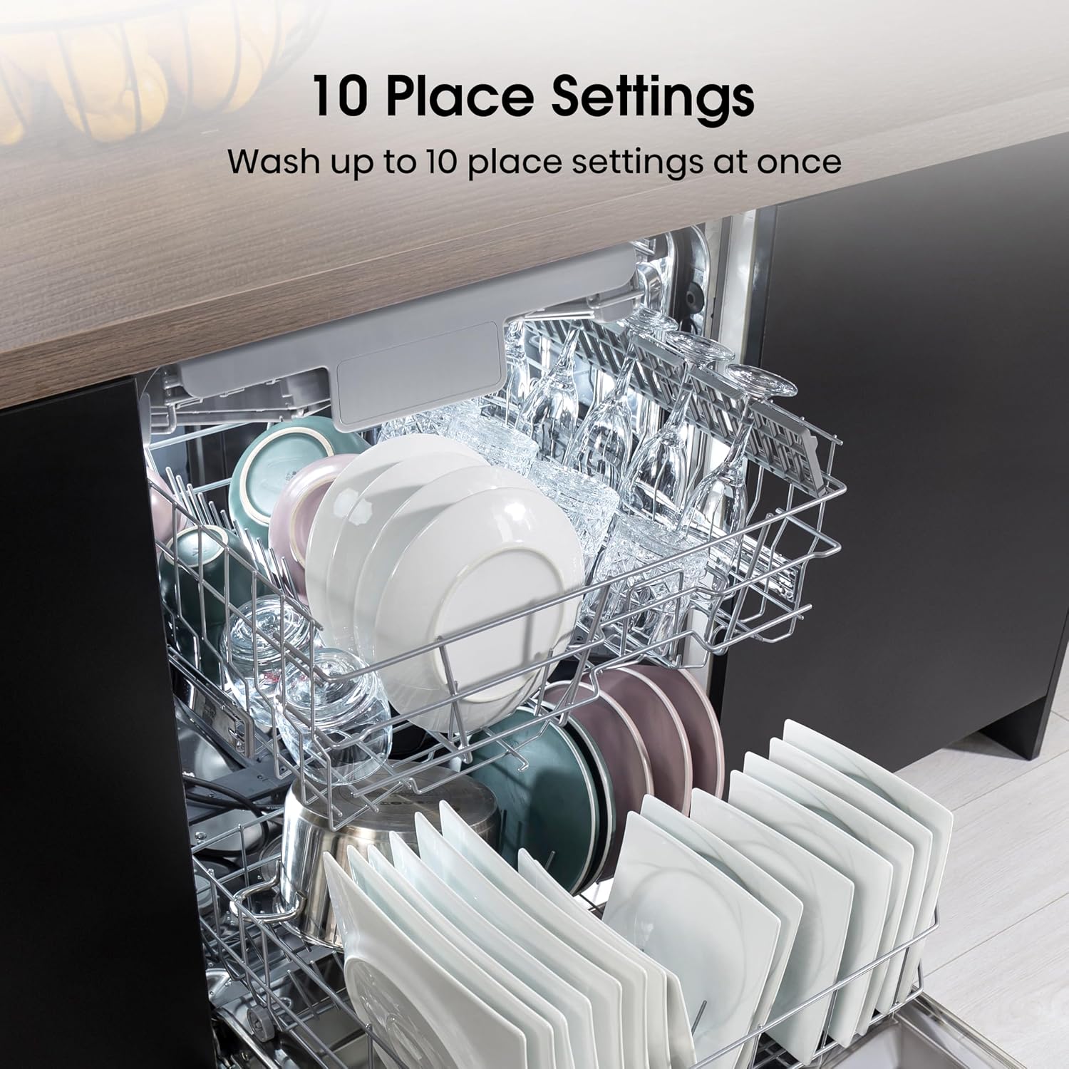 Detalle de Hisense HS523E15WUK Slimline 10-Place Free Standing Dishwasher (White) with 30 Minutes Quick Wash