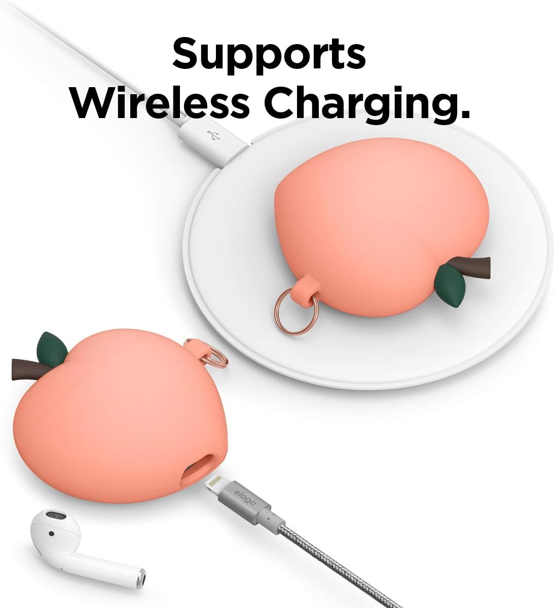 Thumbnail 3 de elago Étui Pêche en silicone 3D pour Apple AirPods 2 & 1