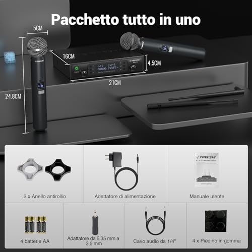 Thumbnail 6 de Phenyx Pro PTU-71A: Sistema microfono wireless UHF con due canali per karaoke e imprese
