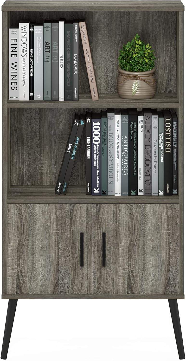 Thumbnail 3 de Furinno MIDCENTURY scaffali portaoggetti in rovere grigio – mobile contenitore 4ripiani