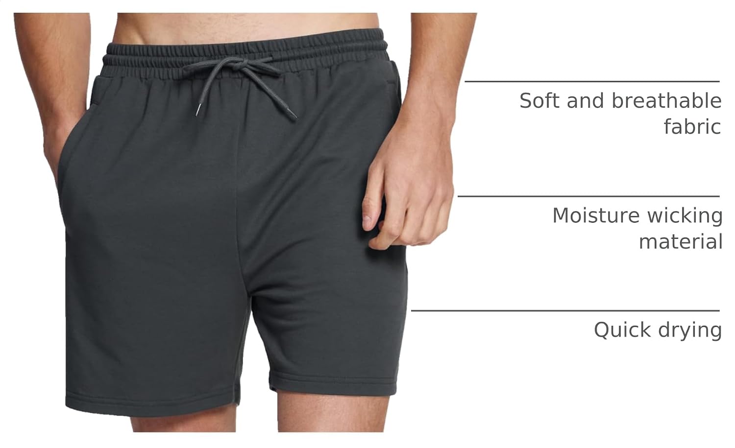 Detalle de BAMBOO COOL Men's Athletic Shorts French Terry
