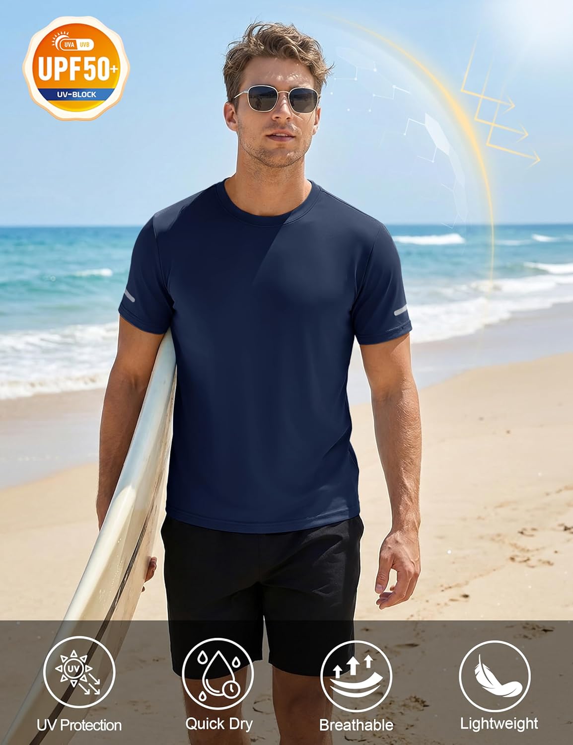 Thumbnail 2 de MAGCOMSEN Herren UV-Sportshirt UPF 50+ mit Kurzarm und Reflexstreifen