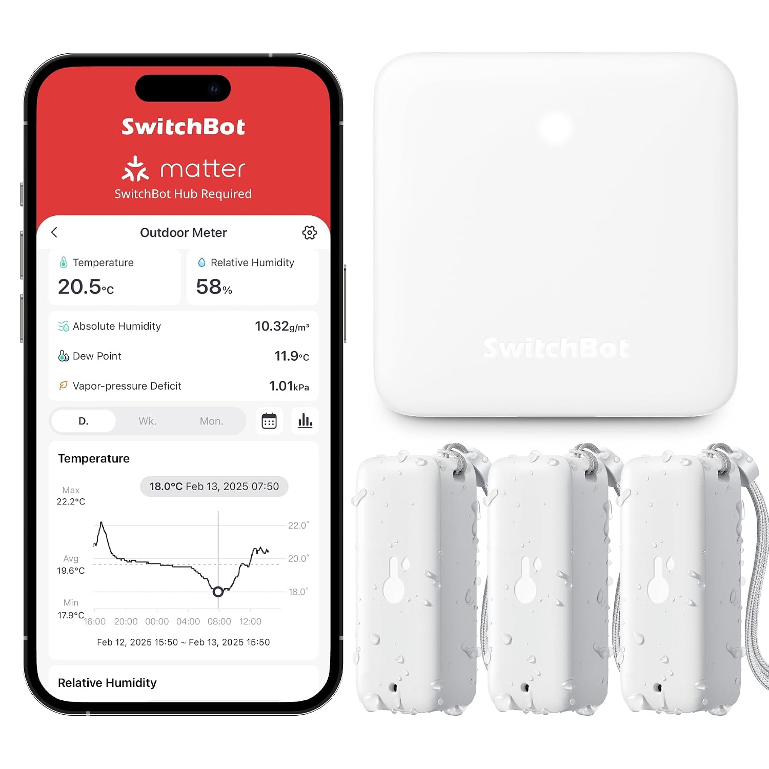 Detalle de SwitchBot WLAN Hygrometer Thermometer 3er-Pack