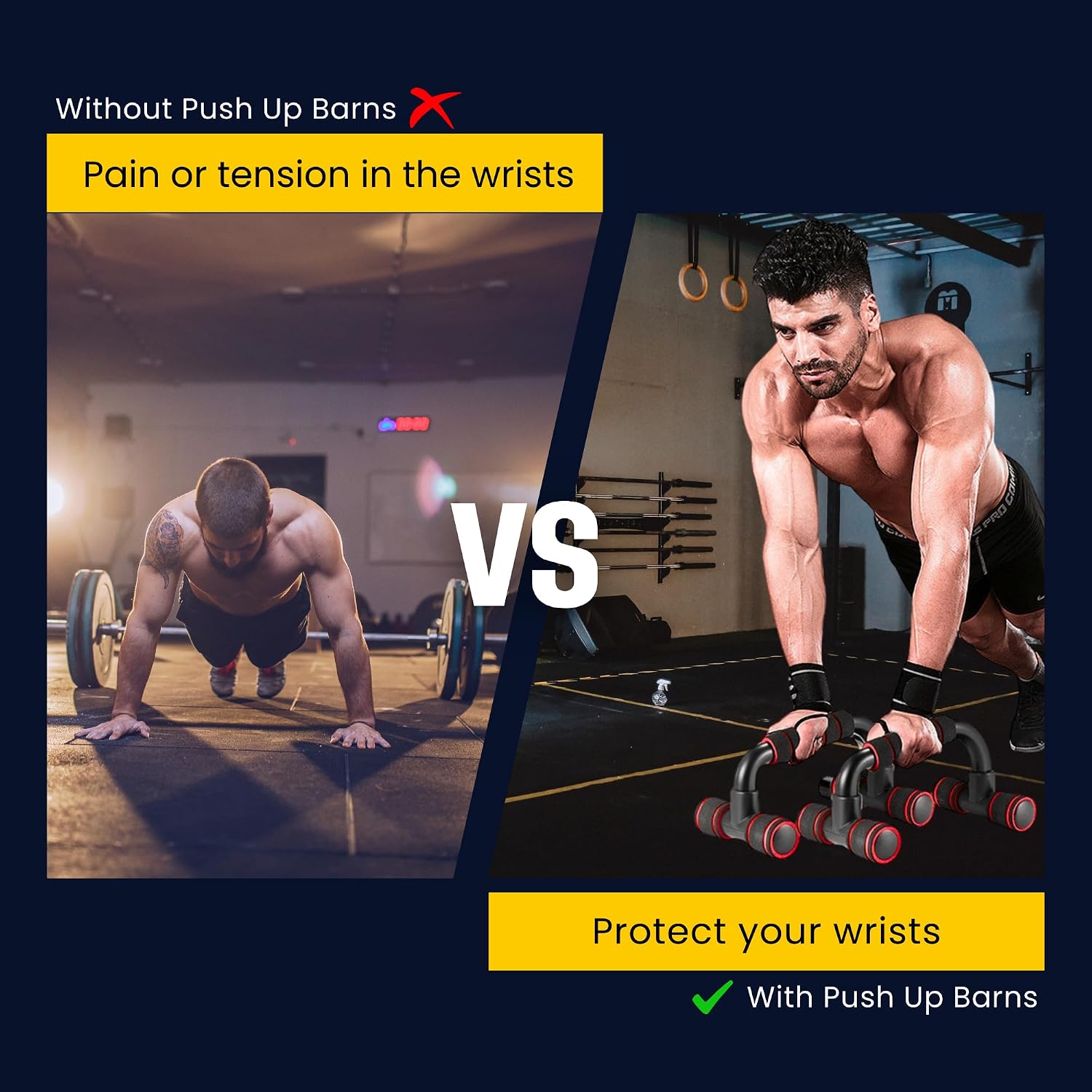 Detalle de Barre Parallele per Flessioni: maniglie antiscivolo per allenamenti di fitness, yoga e CrossFit