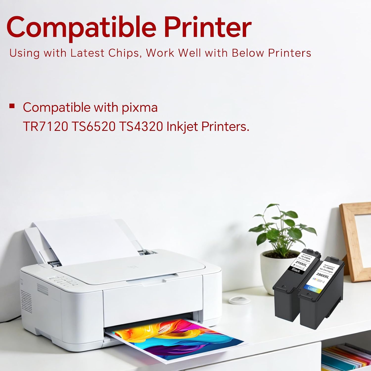 Detalle 2 de DCOKBO PG-295XXL / CL-286XXL High-Yield Ink Cartridge 2-Pack for Canon PIXMA