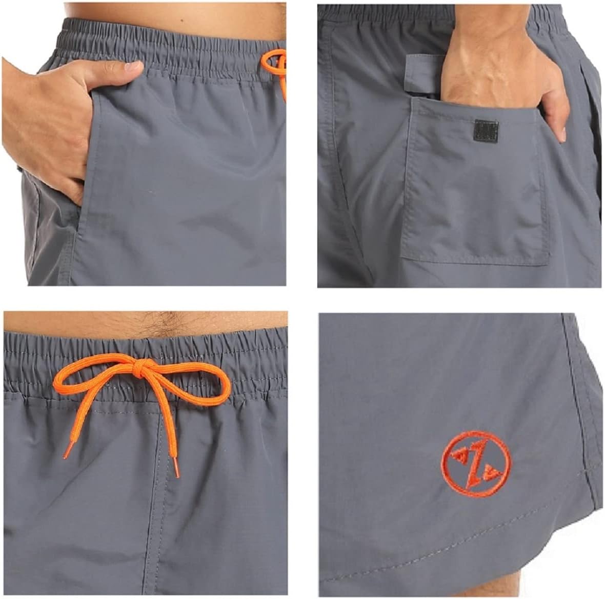 Detalle de ZOXOZ Badehose Herren Schnelltrocknend mit Mesh – Badeshorts mit Tunnelzug und Taschen