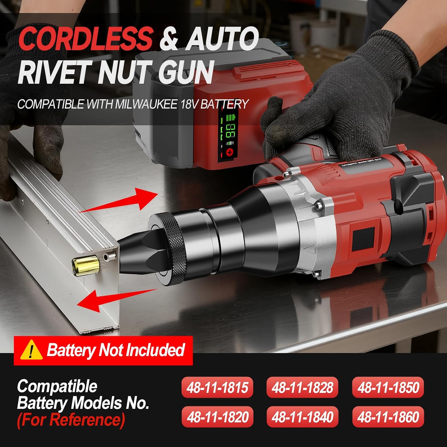 Detalle 2 de Cordless Rivet Nut Gun with Milwaukee 18V Compatibility (Tool Only)