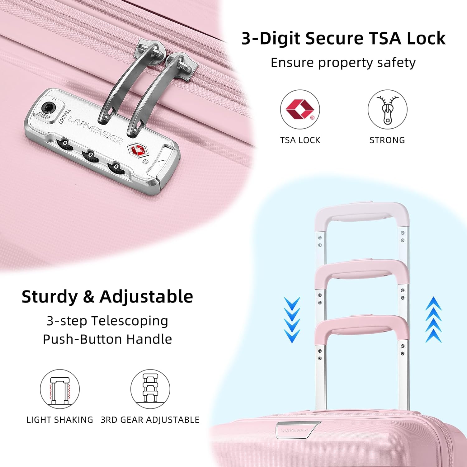 Detalle 2 de LARVENDER Luggage Sets 20-inch Carry-On