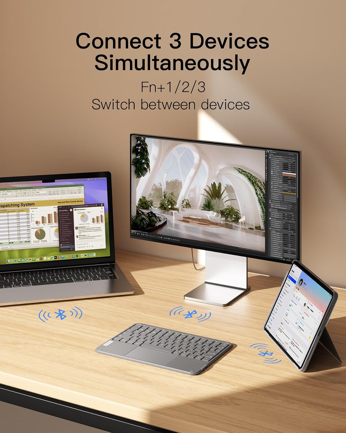 Detalle de Inateck KB01105: Ultra‑Slim Bluetooth Keyboard with Touchpad for iPad, Windows and more