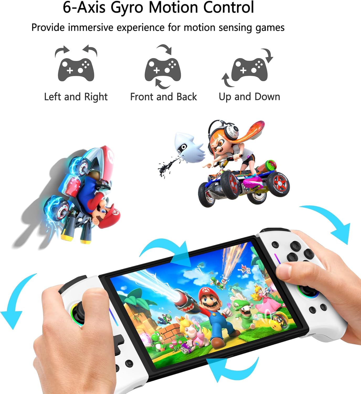 Detalle de RREAKA RREKA Switch Controller for Nintendo Switch / OLED – Wireless Pro Controller with Split-Design and 8 RGB Lights