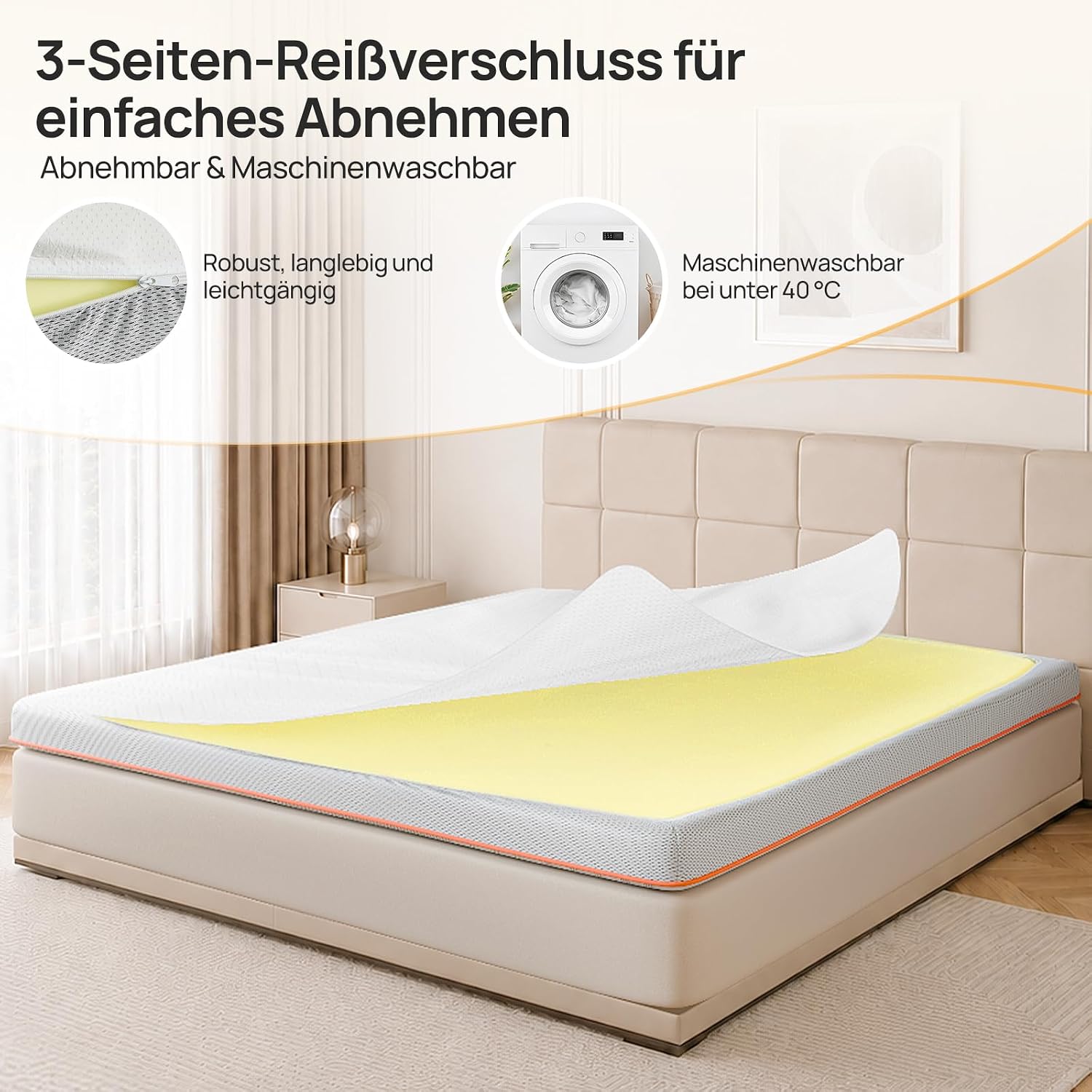 Thumbnail 6 de MULISOFT Topper 180x200cm H3/H4 – Extra Dick 7,5 cm mit Gel-Memory-Schaum und atmungsaktivem Bezug