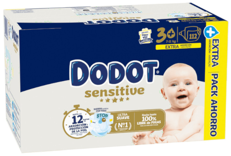 Detalle 2 de Dodot Pañales Sensitive T3+ 112 uds 🧷