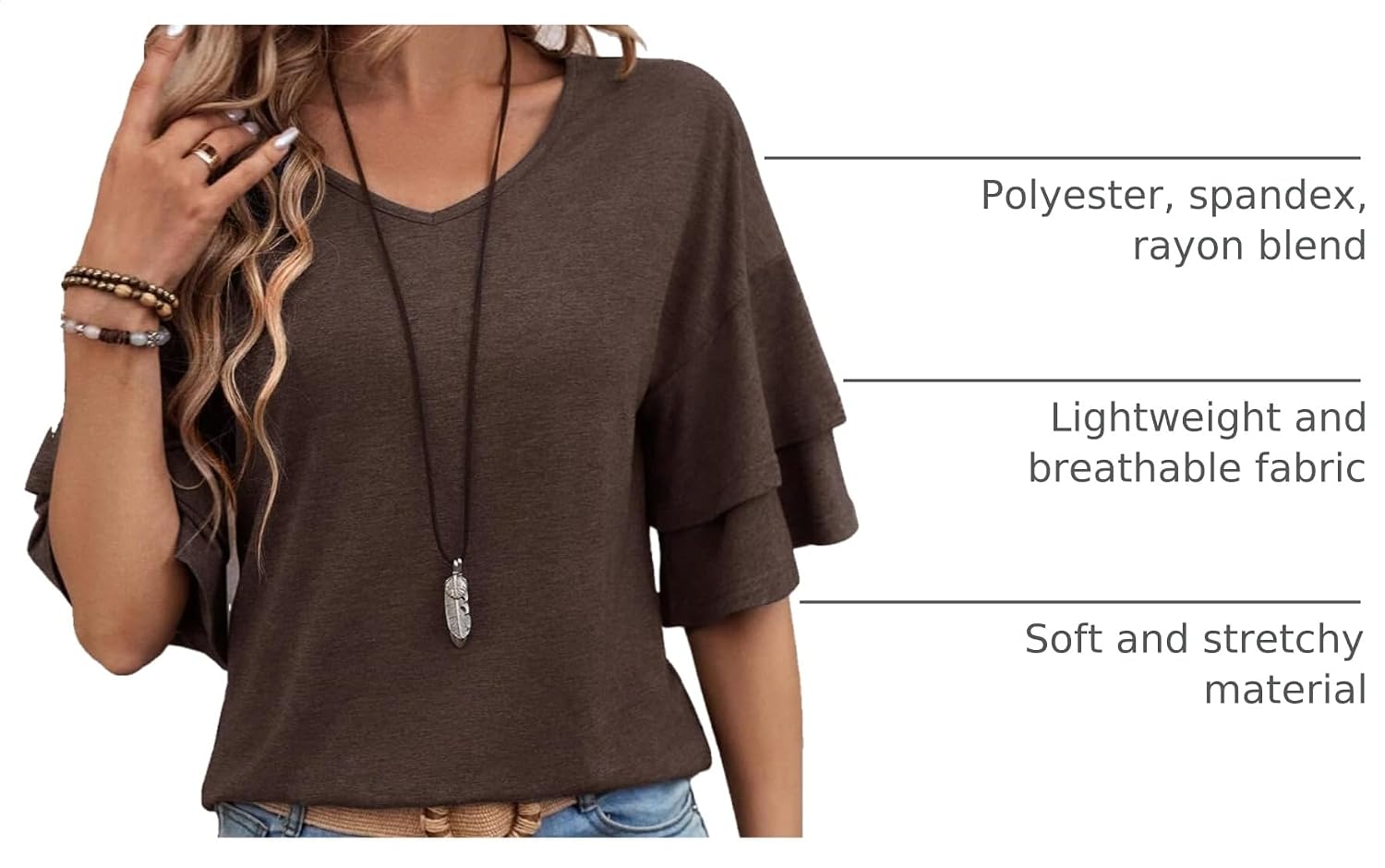 Detalle de Sialois Women's 3/4-Sleeve Blouse
