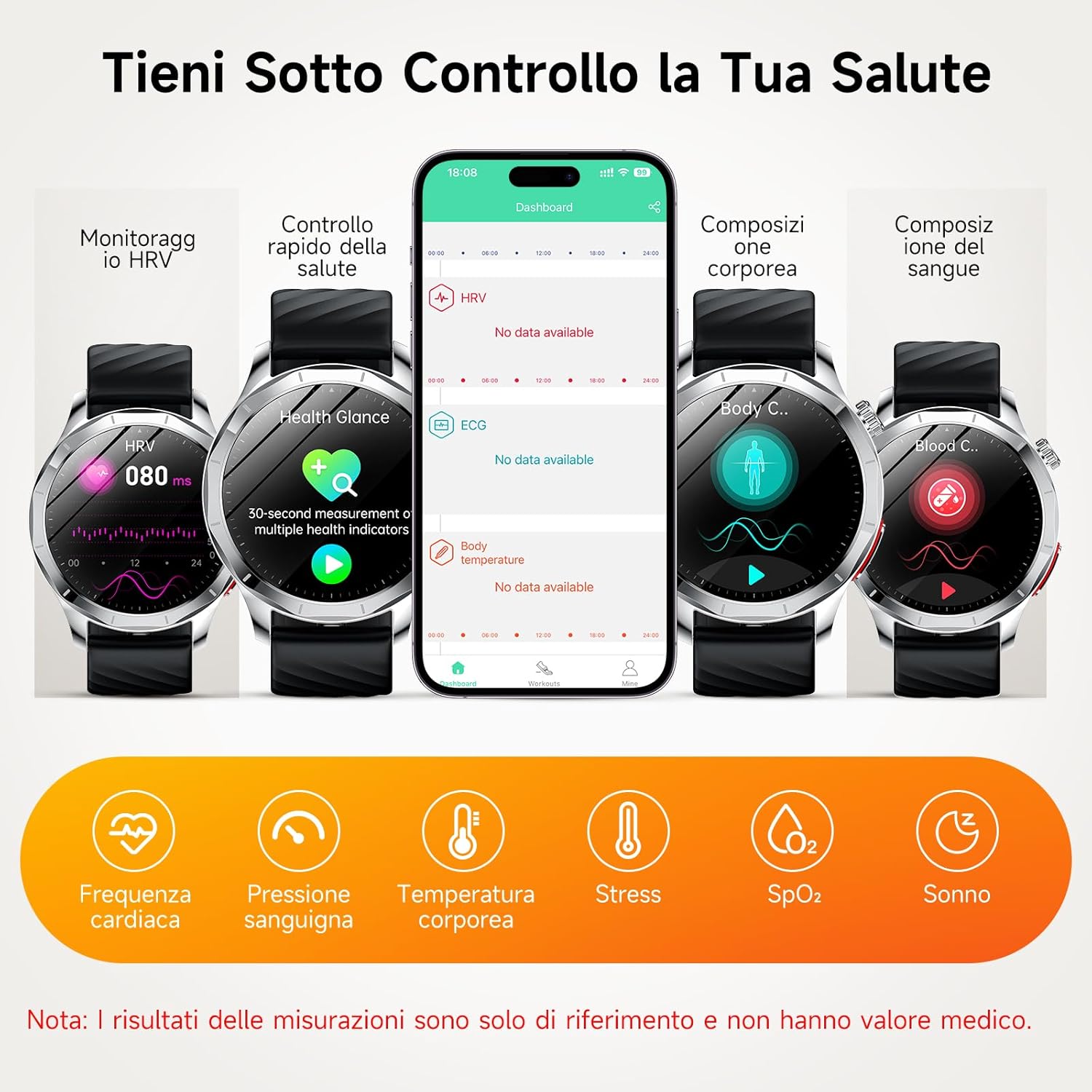 Detalle de Lgnitek 2026 Smartwatch Uomo con ECG, HRV e Monitoraggio Salute – AMOLED 1,43