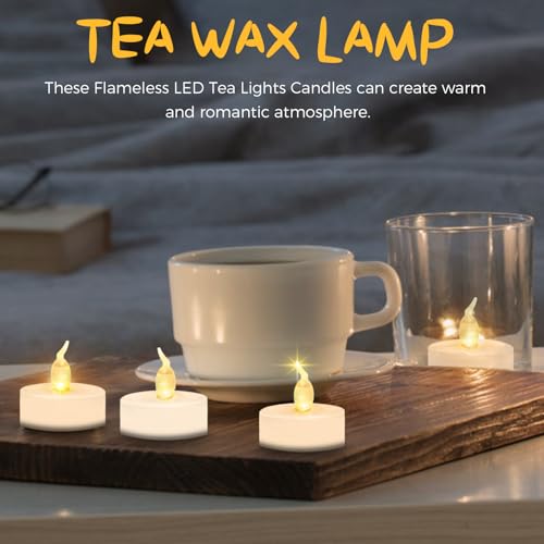 Detalle de CNMTCCO 24 velas LED de té: velas sin llama con parpadeo realista y 200 h de batería