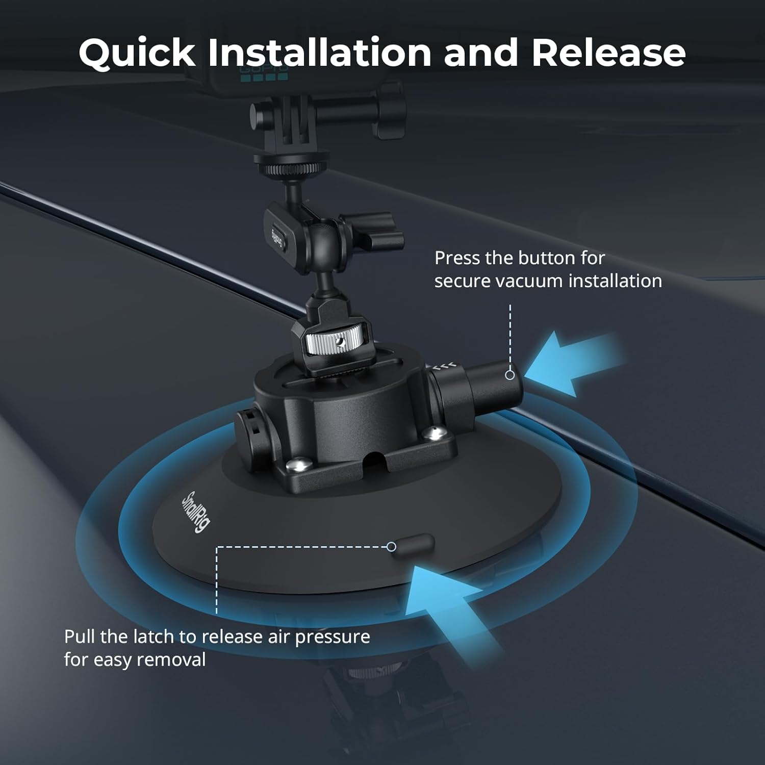 Detalle de SmallRig 6" Suction Cup Mount with Ball Head Magic Arm — a practical pick for in-vehicle and time-lapse use