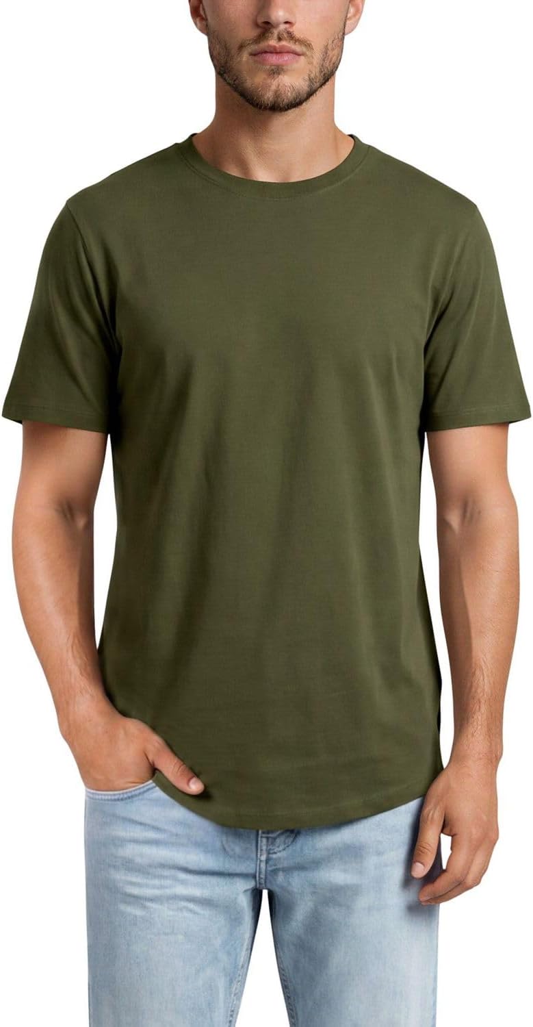 Detalle de JACK & JONES Herren Lang geschnittenes 3er-Set Basic T-Shirt aus 100% Bio-Baumwolle – Regular Fit