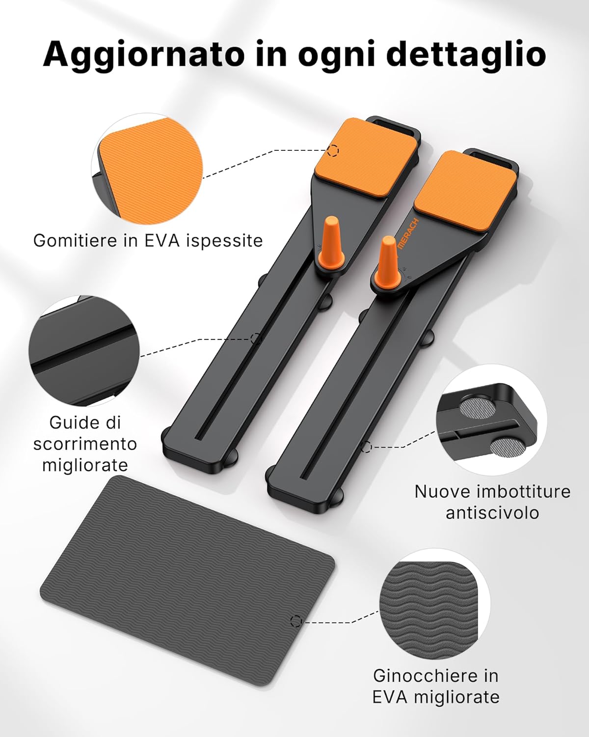 Detalle de MERACH Pilates Reformer Mini: 5 in 1 per casa, pieghevole e versatile