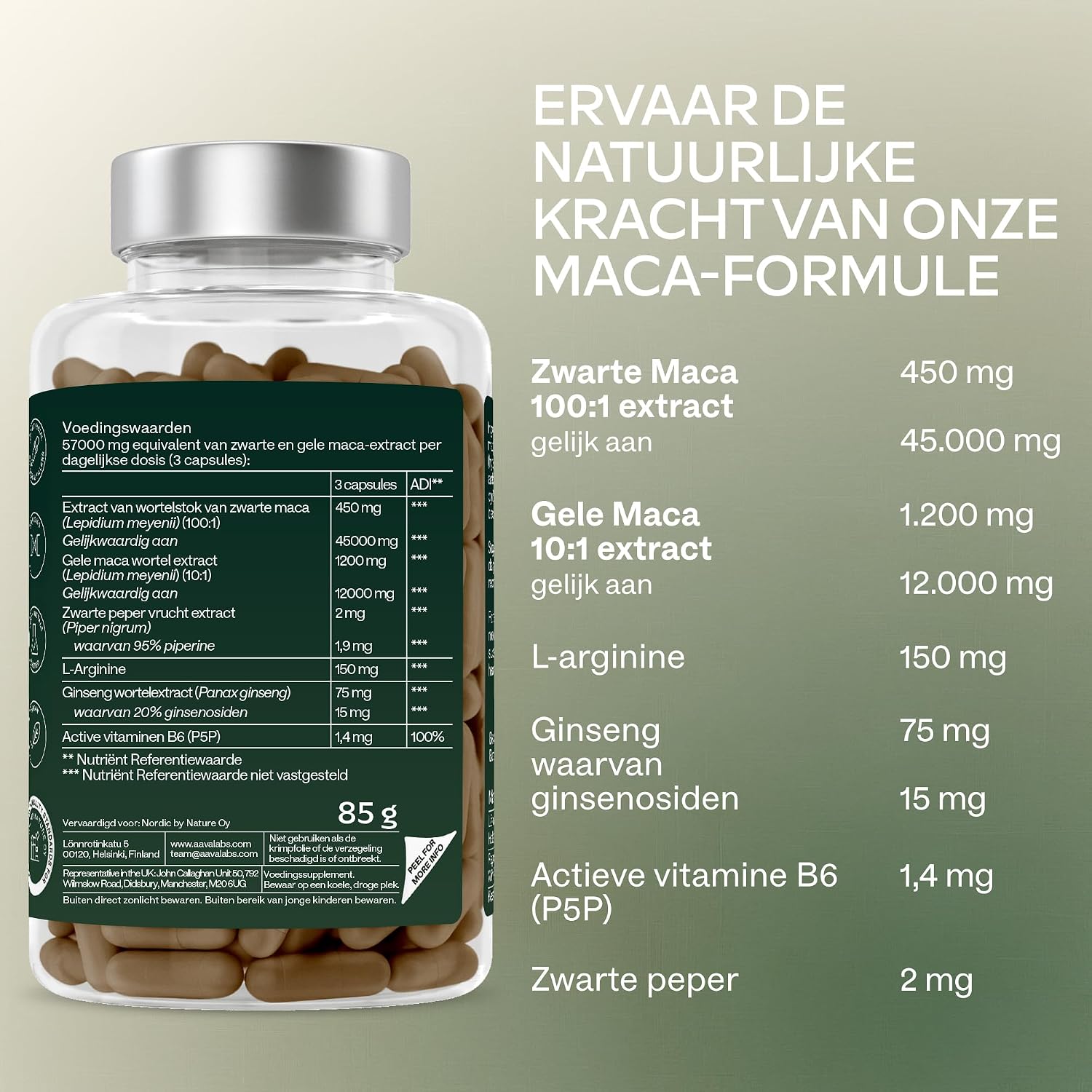 Thumbnail 4 de AAVALABS Zwarte & Gele Maca-wortel 57.000 mg, 120 vegan capsules