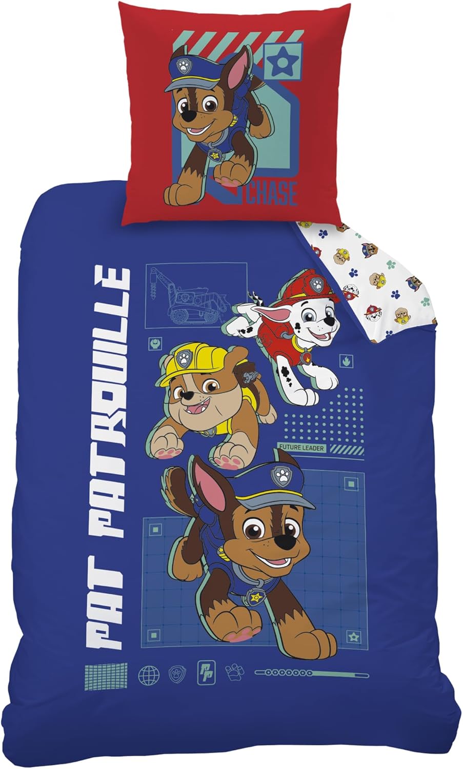 Thumbnail 1 de PAT PATROUILLE Parure de lit Enfant – Housse 140x200 cm & Taie 63x63 cm, 100% coton, OEKO-TEX, bleu garçon – OMYDREAM