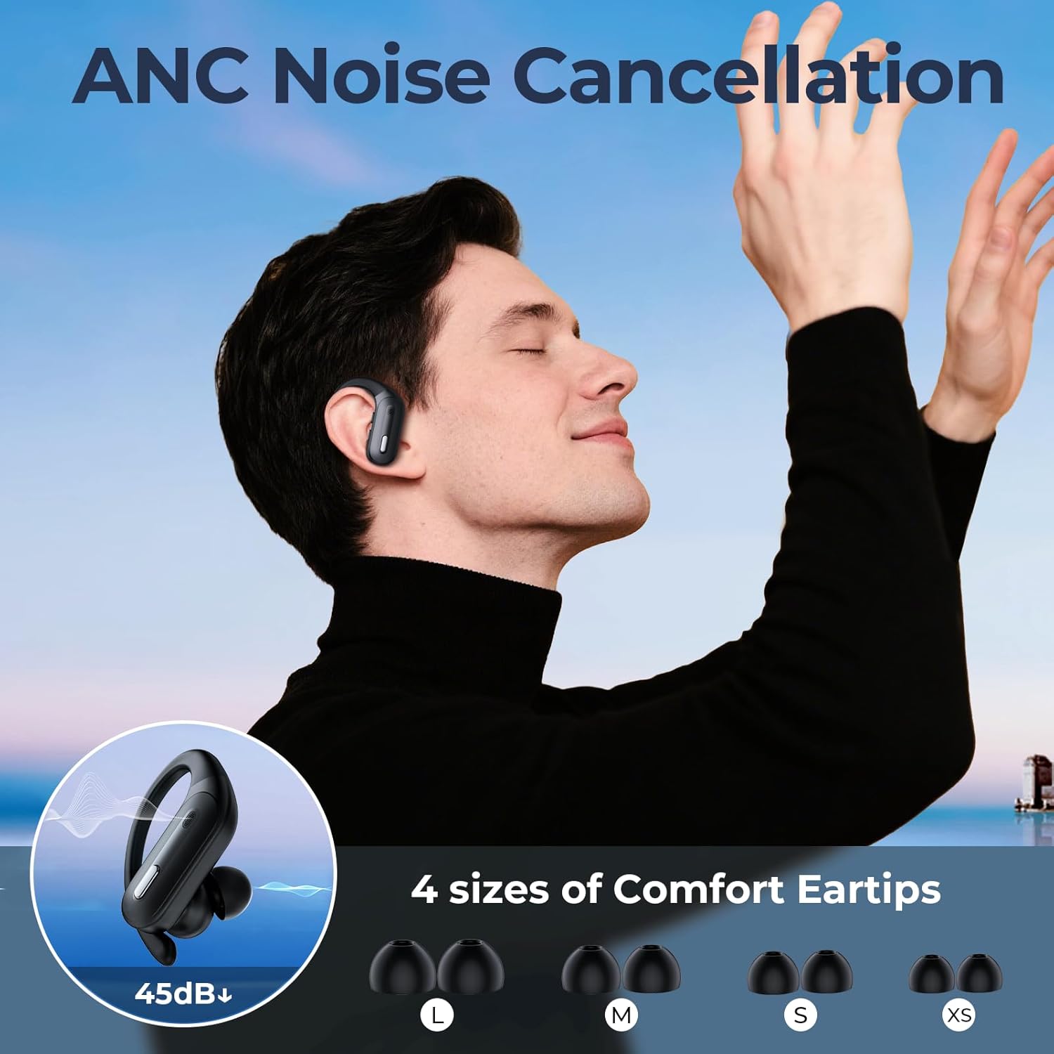 Thumbnail 1 de Active Noise Cancelling Bluetooth Headphones Wireless Earbuds (X19) with 90 Hours Playtime and Hi-Res Stereo