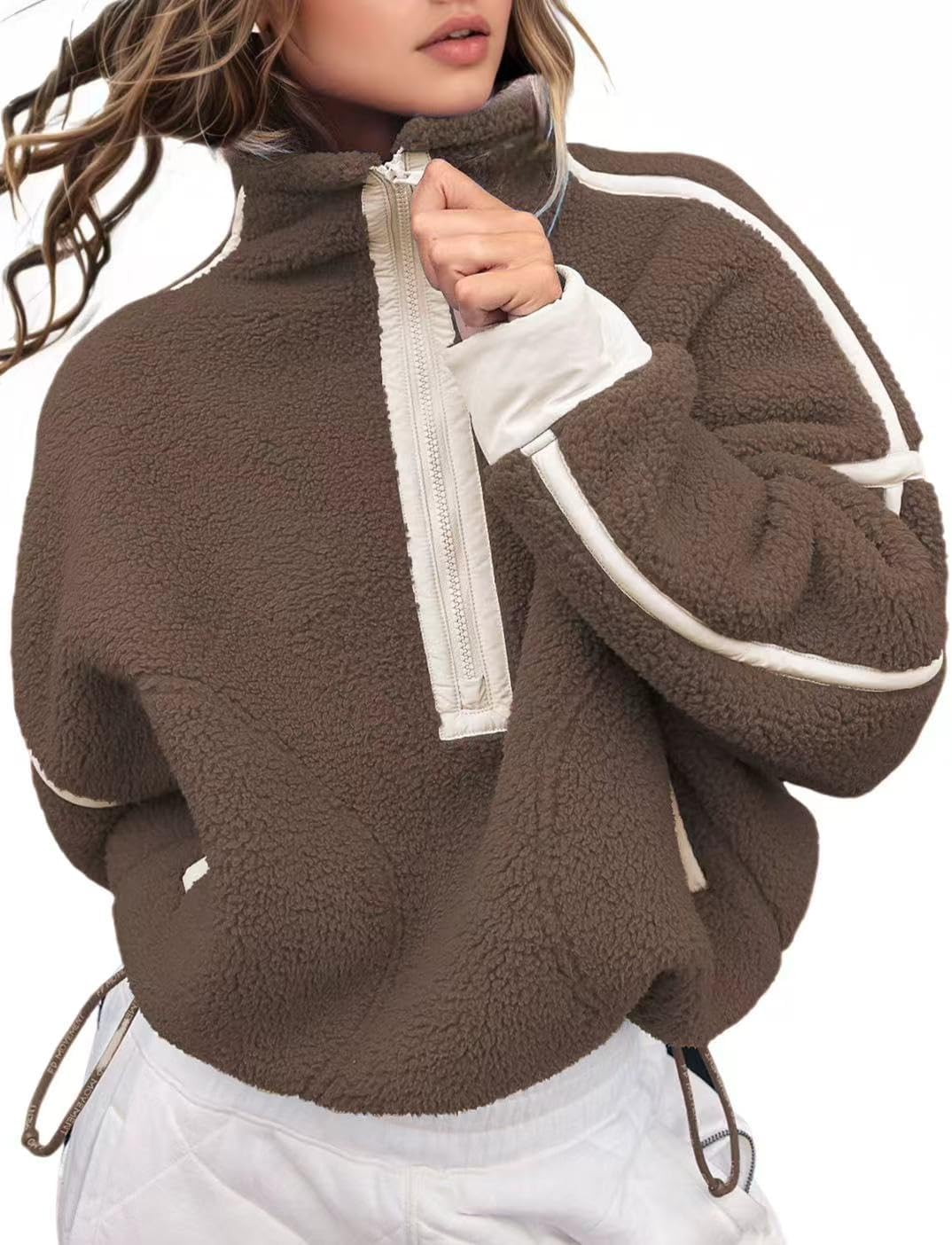 Thumbnail 6 de Kumufenc Women's Half-Zip Fleece Pullover with Cropped Fit and Pockets