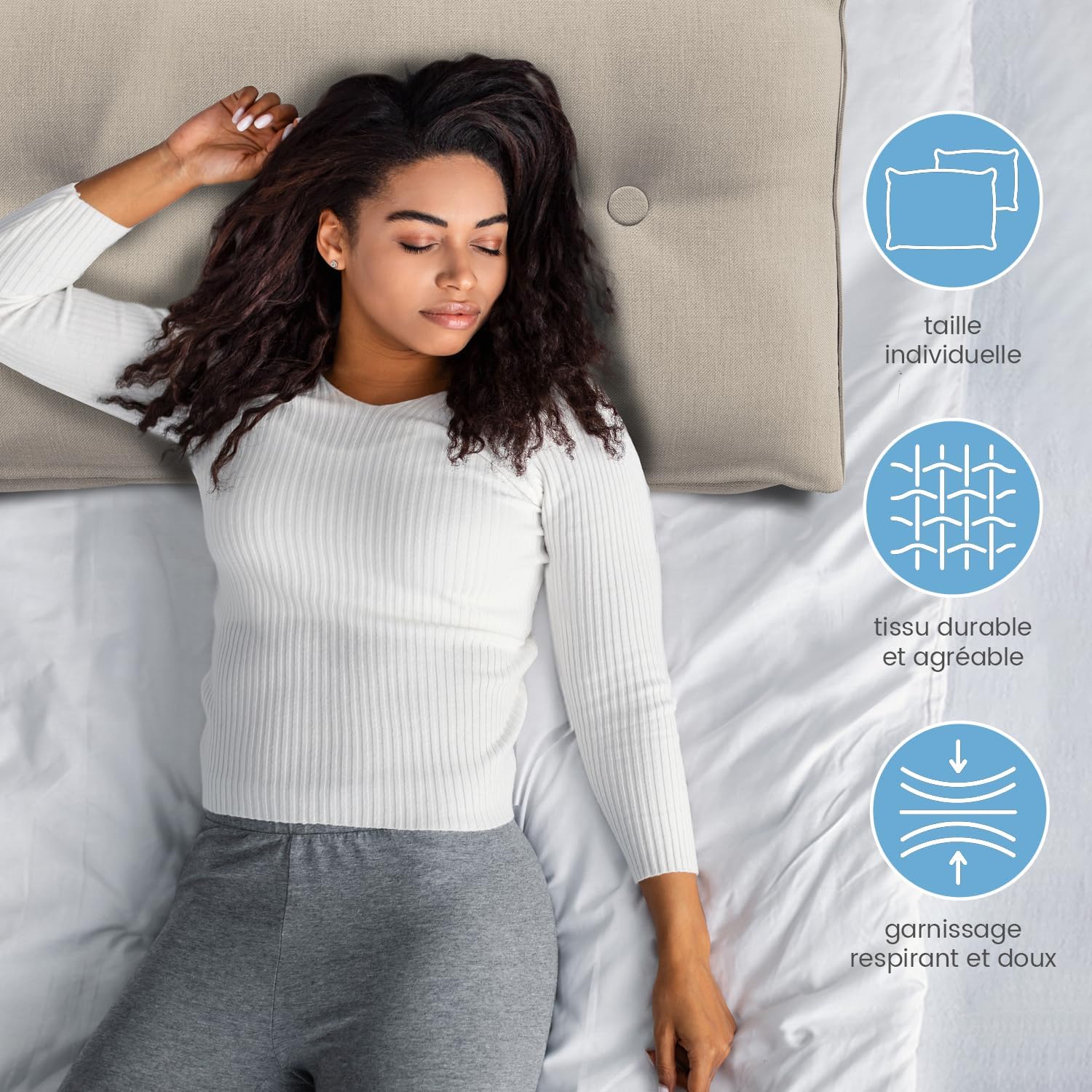 Detalle de ELONEO Coussin de Dossier 100 cm de Large – Coin adapté pour lit et canapé