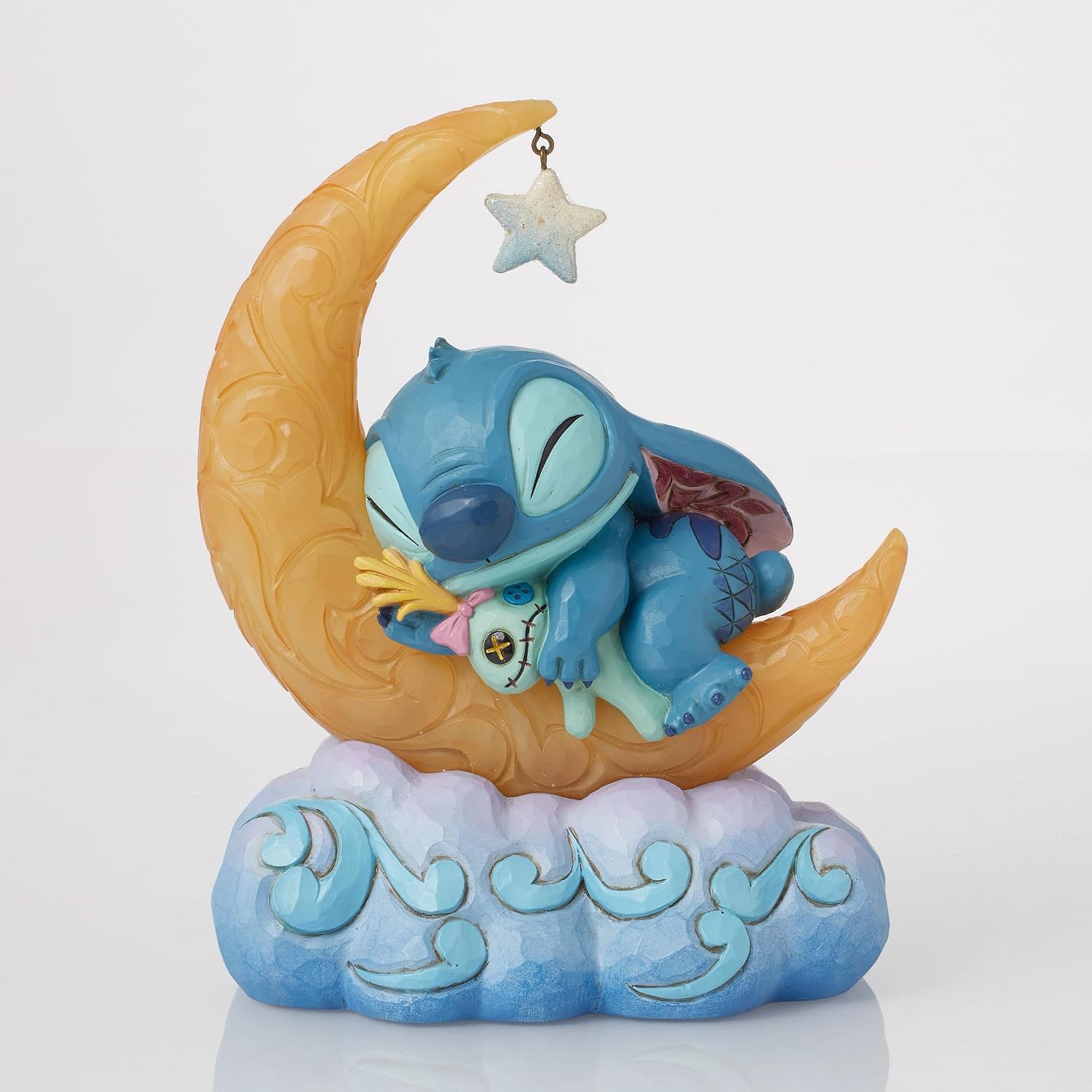 Detalle de Disney Traditions Figurine de Lune Lumineuse Stitch et Scrump – édition Jim Shore