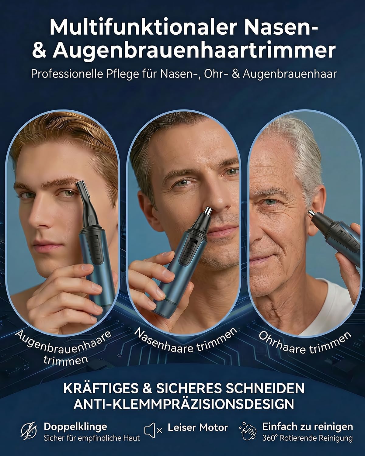 Detalle de USB wiederaufladbarer Nasenhaartrimmer 60 min ⌦
