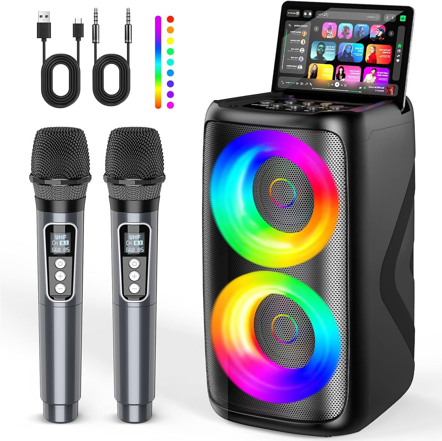 Imagen de Dislocati Karaoke Machine 2 with 2 Wireless Microphones — 20W Bluetooth Speaker en OfertitasTOP