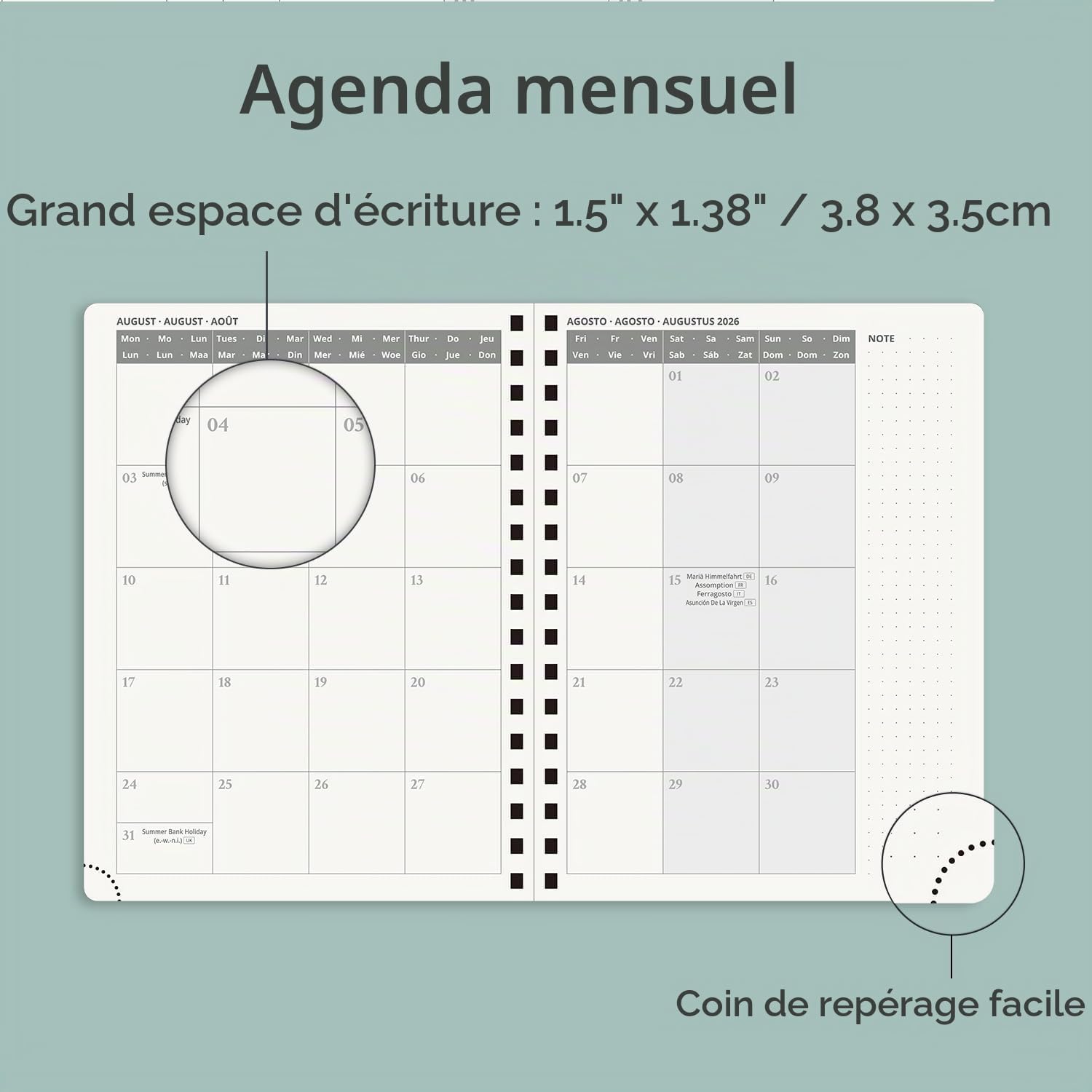 Detalle de POPRUN 27-AW6LO7-PE weekagenda 2026-2027, verticaal uurrooster, paars