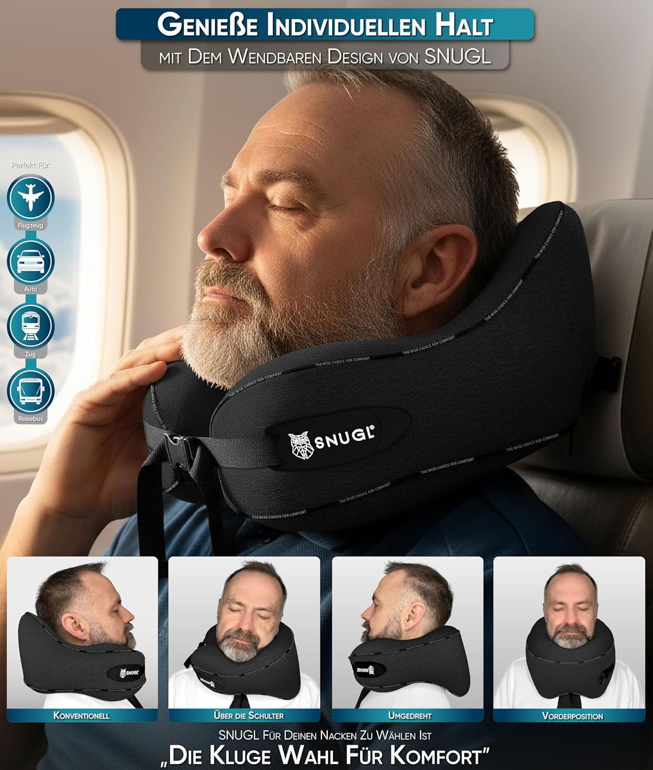 Detalle de SNUGL Nackenkissen Memory Foam für Reisen
