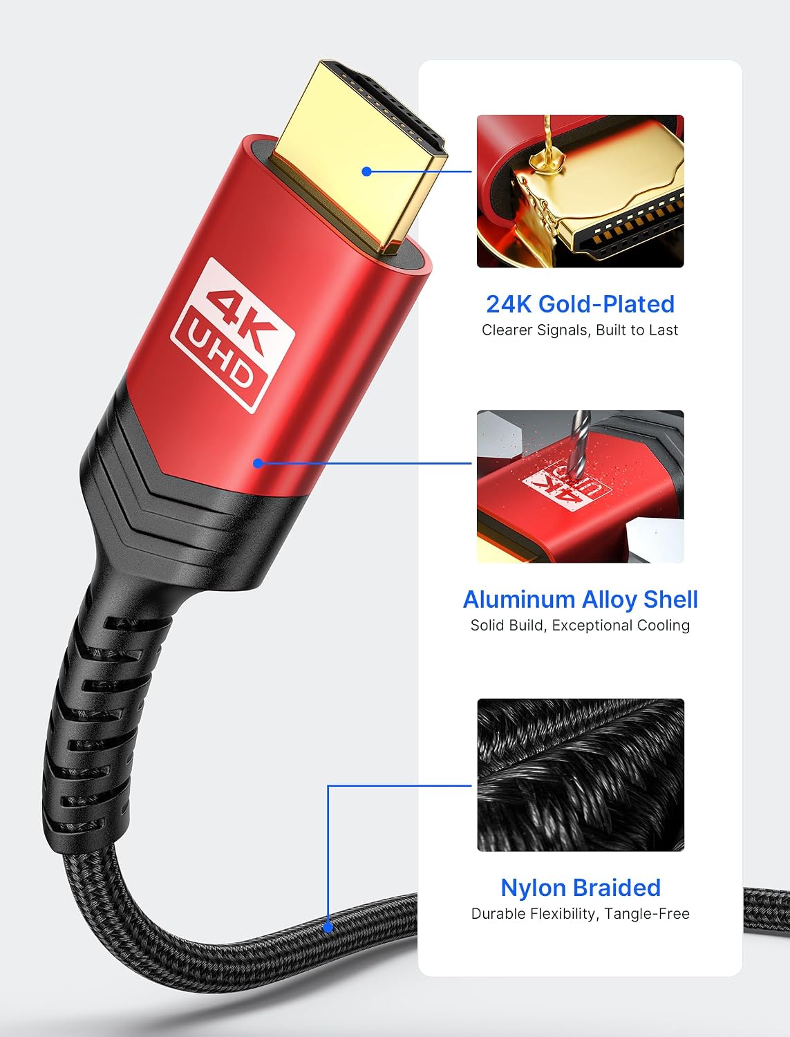 Thumbnail 4 de JSAUX Mini HDMI auf HDMI Kabel 3M 4K@60Hz