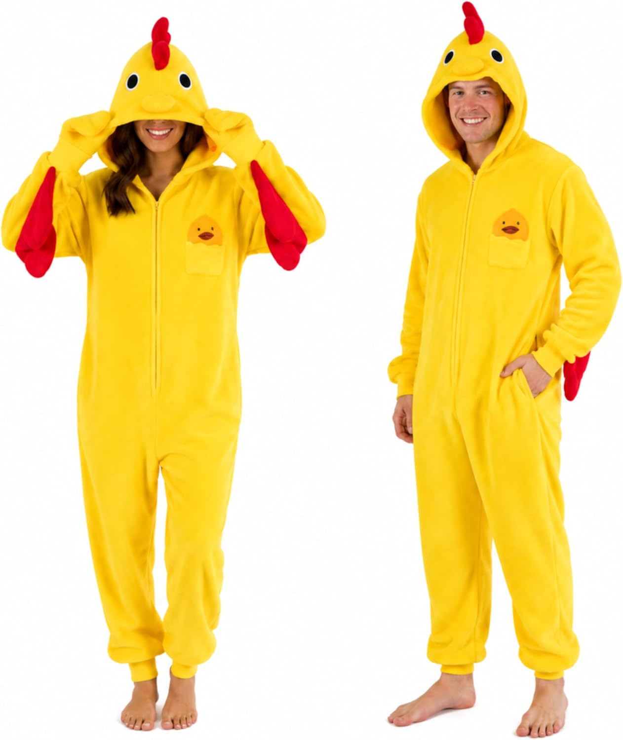 Detalle de Funziez! Slim Adult Onesie, Yellow Chicken Costume in Brushed Fleece