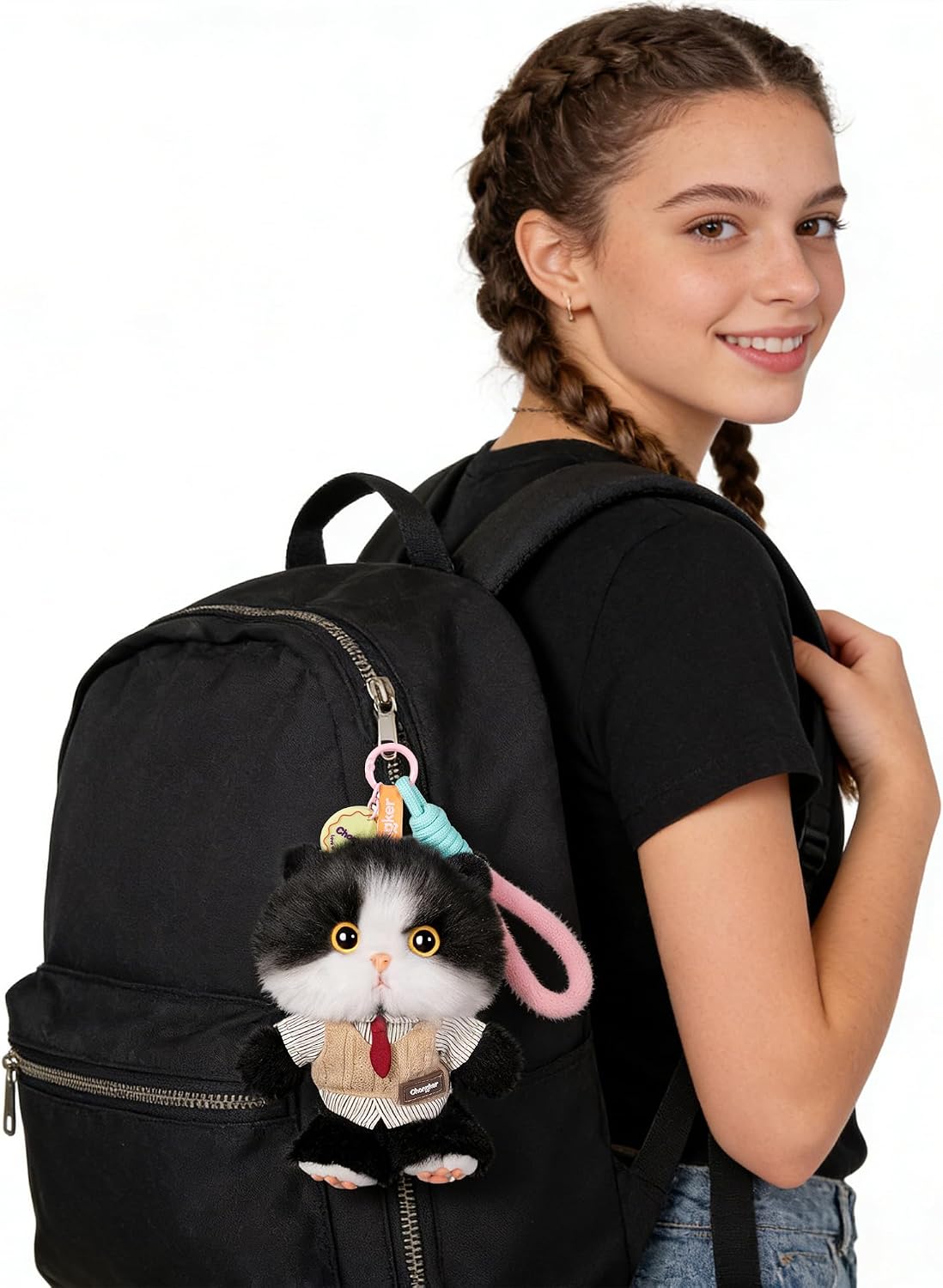 Detalle de Chongker 4.7-inch Plush Keychain with Detachable Lanyard – Cute Handbag Charm and Gift
