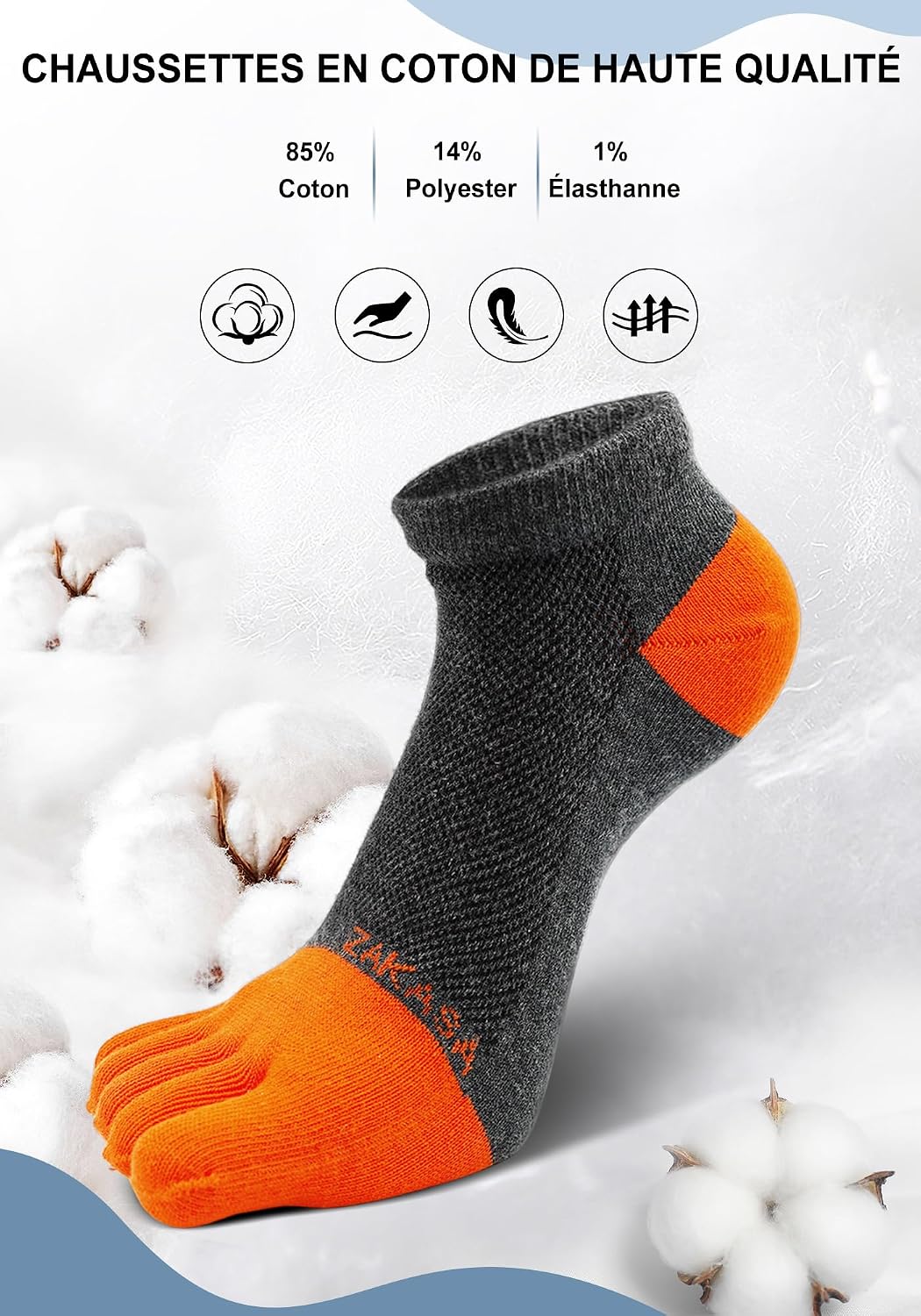 Thumbnail 4 de ZAKASA Chaussettes 5 Doigts 5 paires