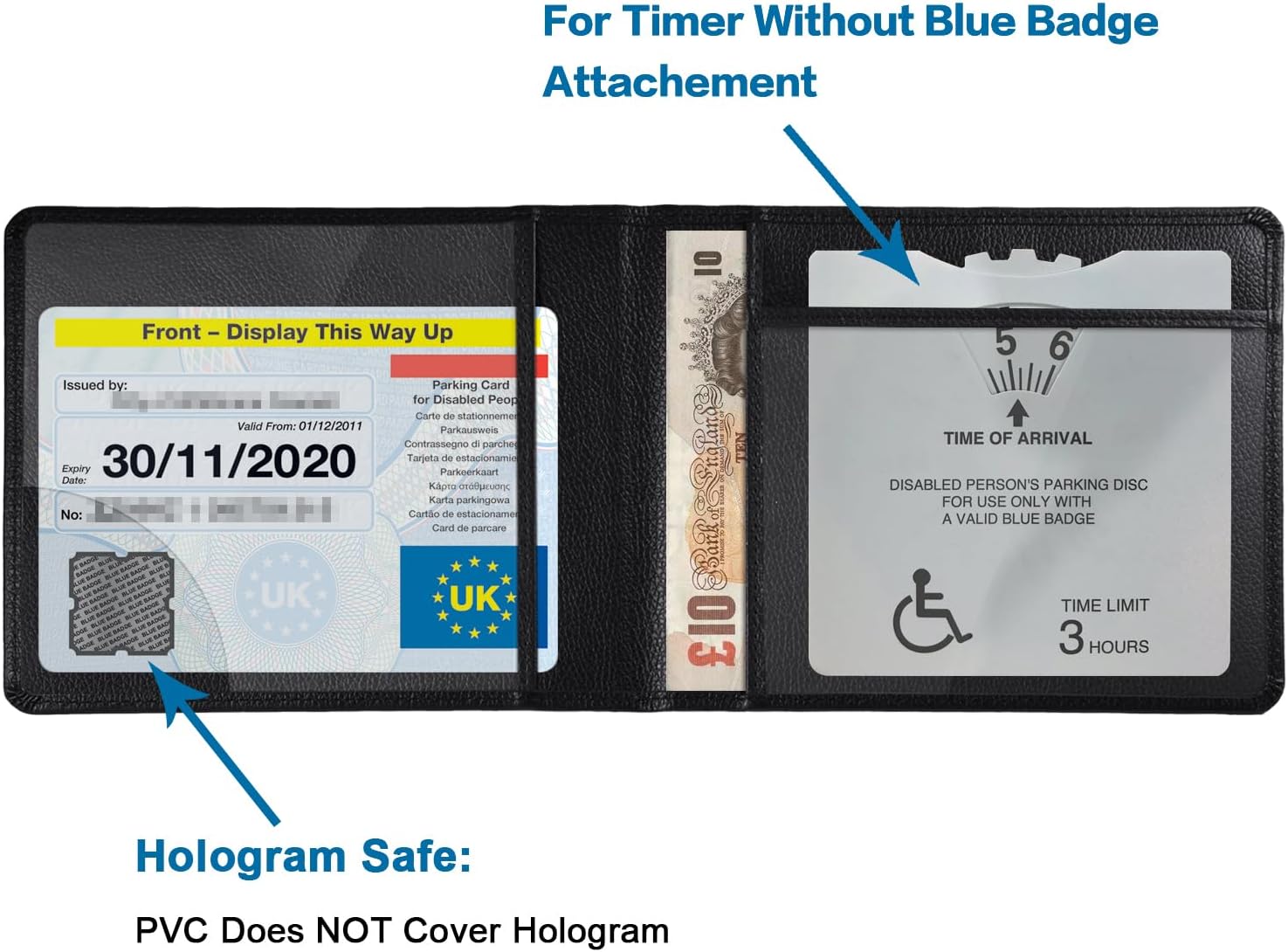 Detalle de wisdompro PU Leather Disabled Blue Badge and Timer Holder Wallet Protector