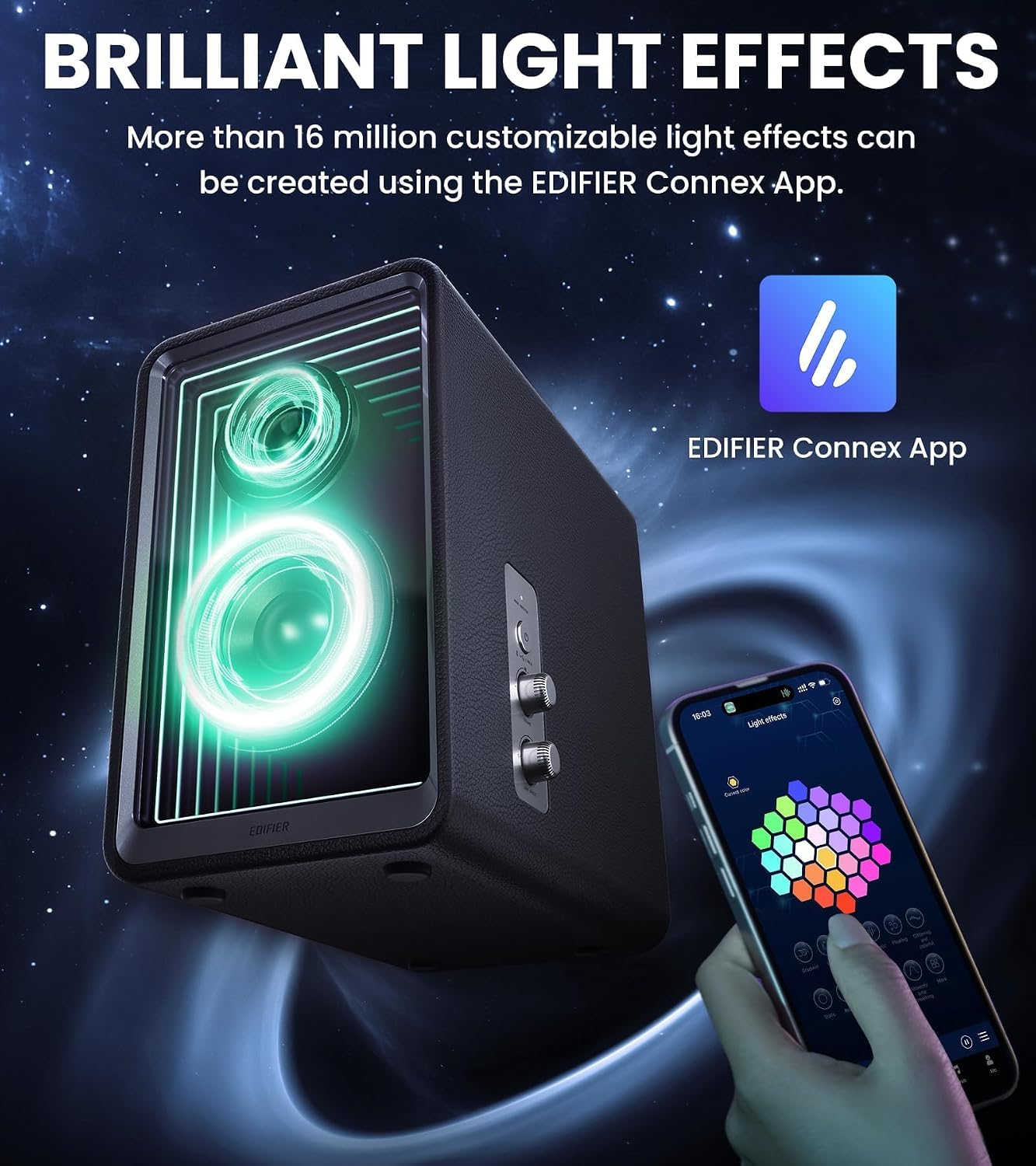 Thumbnail 4 de Edifier QR65 desktop active monitor speakers with 2.75-inch long-throw drivers, Bluetooth and built-in lighting (Black)