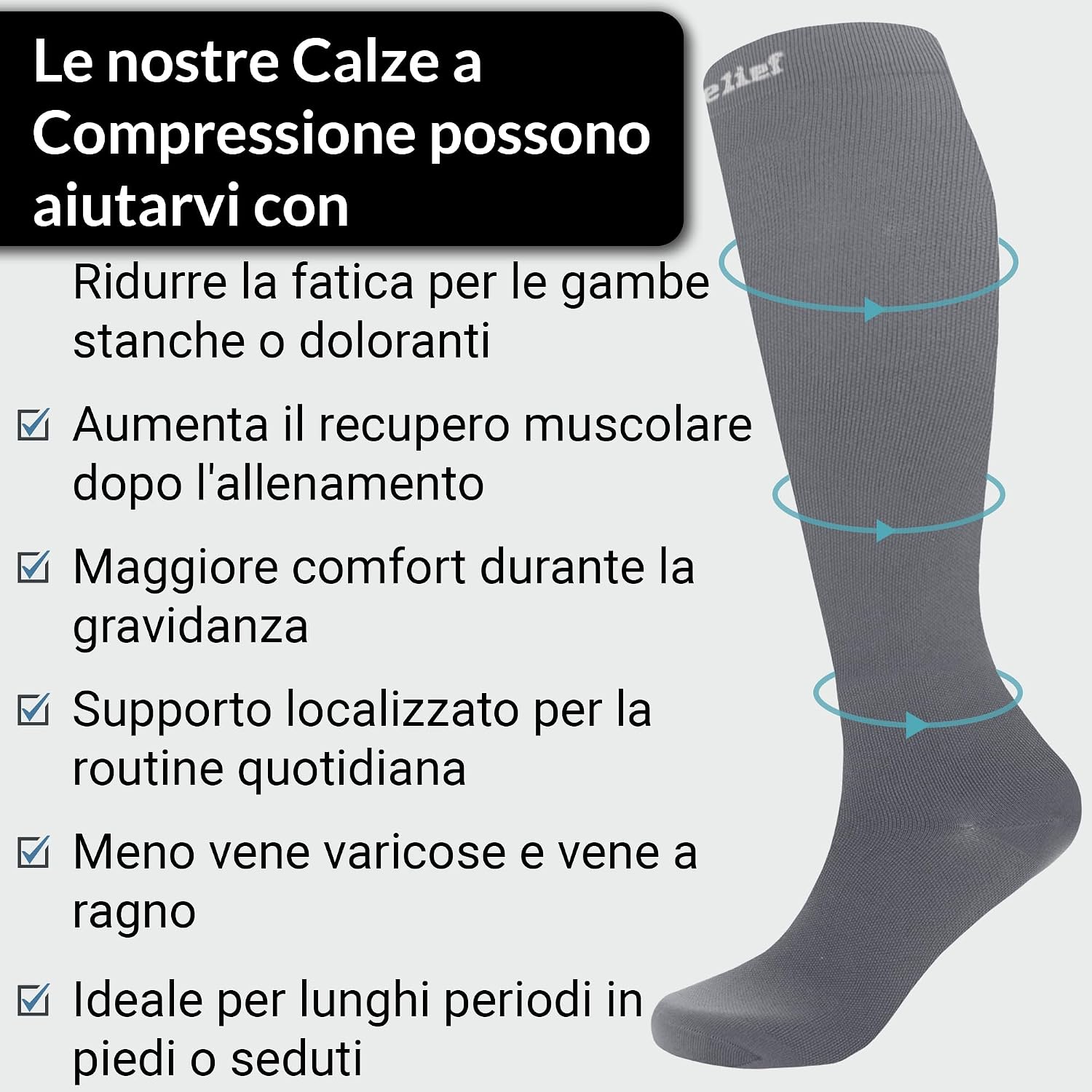 Thumbnail 5 de 360 Relief Calze Compressione 3XL Grigio