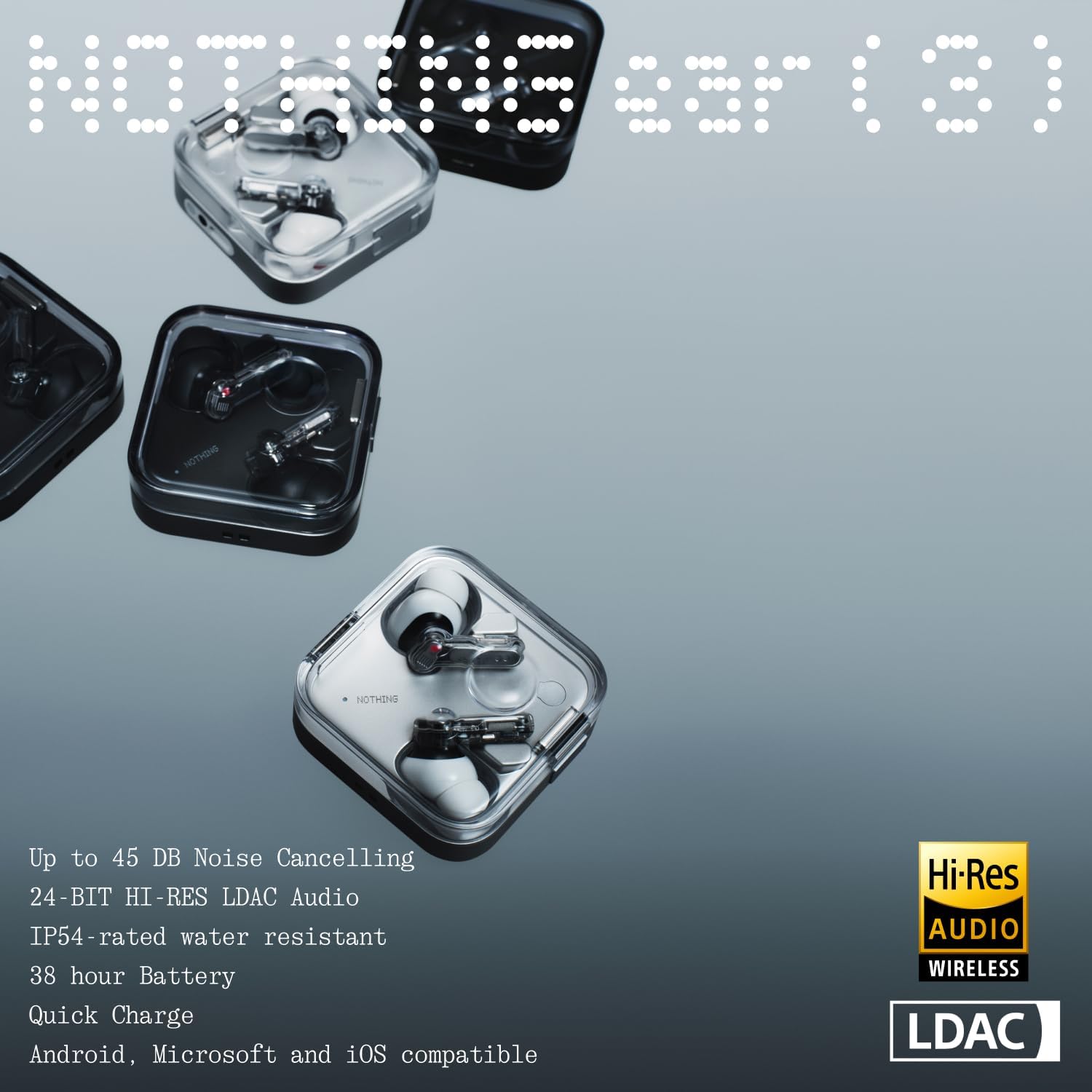 Detalle 2 de Nothing Ear (3) 45dB ANC Wireless Earbuds