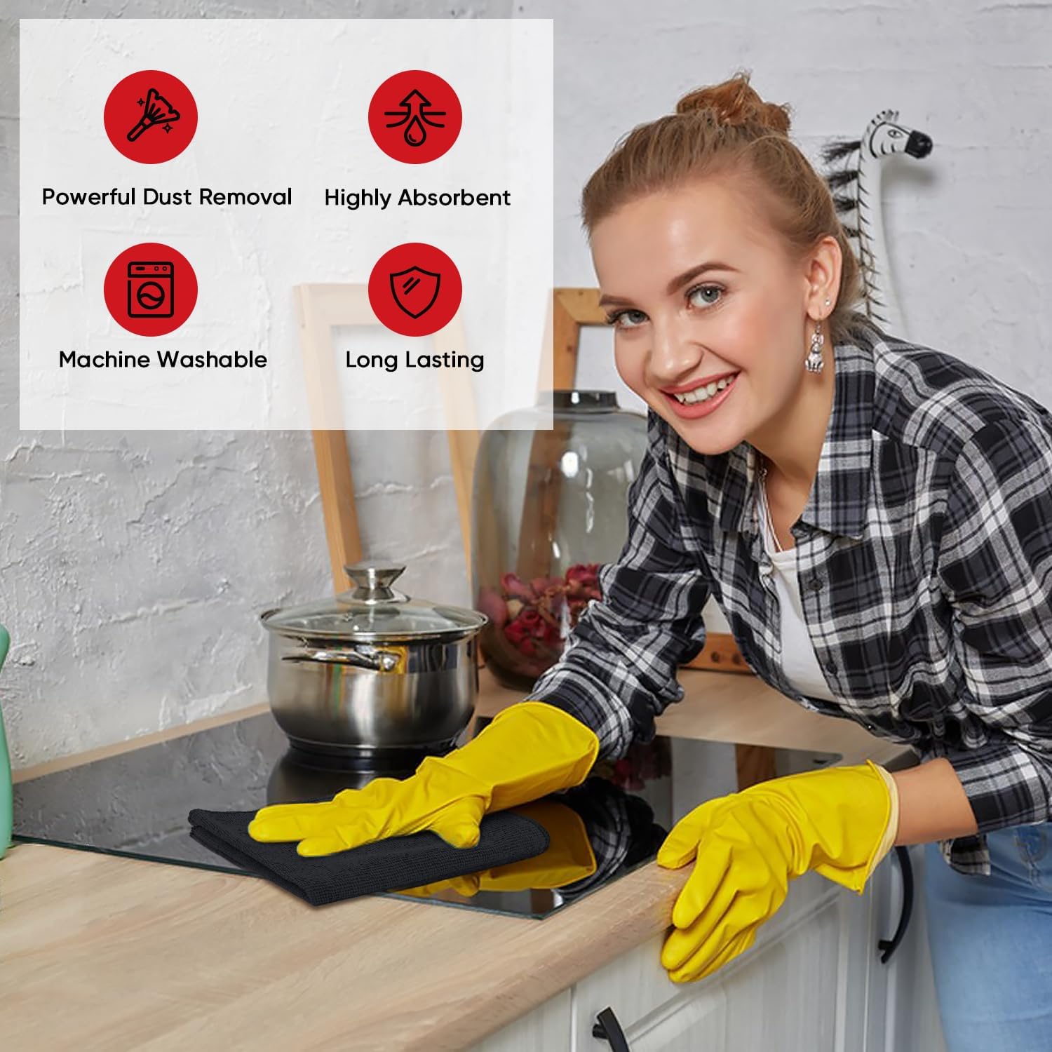 Thumbnail 3 de AIDEA Microfiber Cleaning Cloth 24 Pack (12x16in) — Lint-Free Towels for Car, Kitchen, and Windows